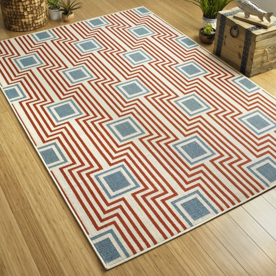 Kaleen Amalie Collection Tangerine LtBlue Area Rug 5' x 7'6"