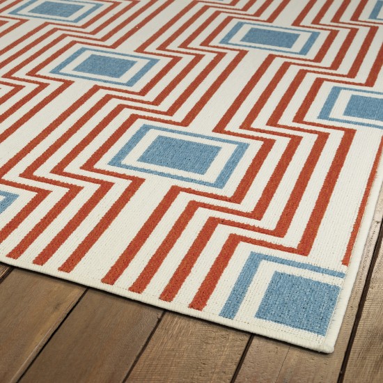 Kaleen Amalie Collection Tangerine LtBlue Area Rug 5' x 7'6"