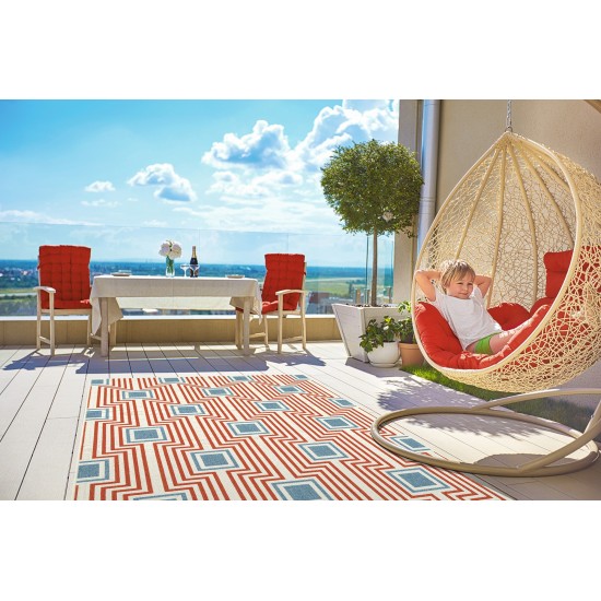 Kaleen Amalie Collection Tangerine LtBlue Area Rug 5' x 7'6"