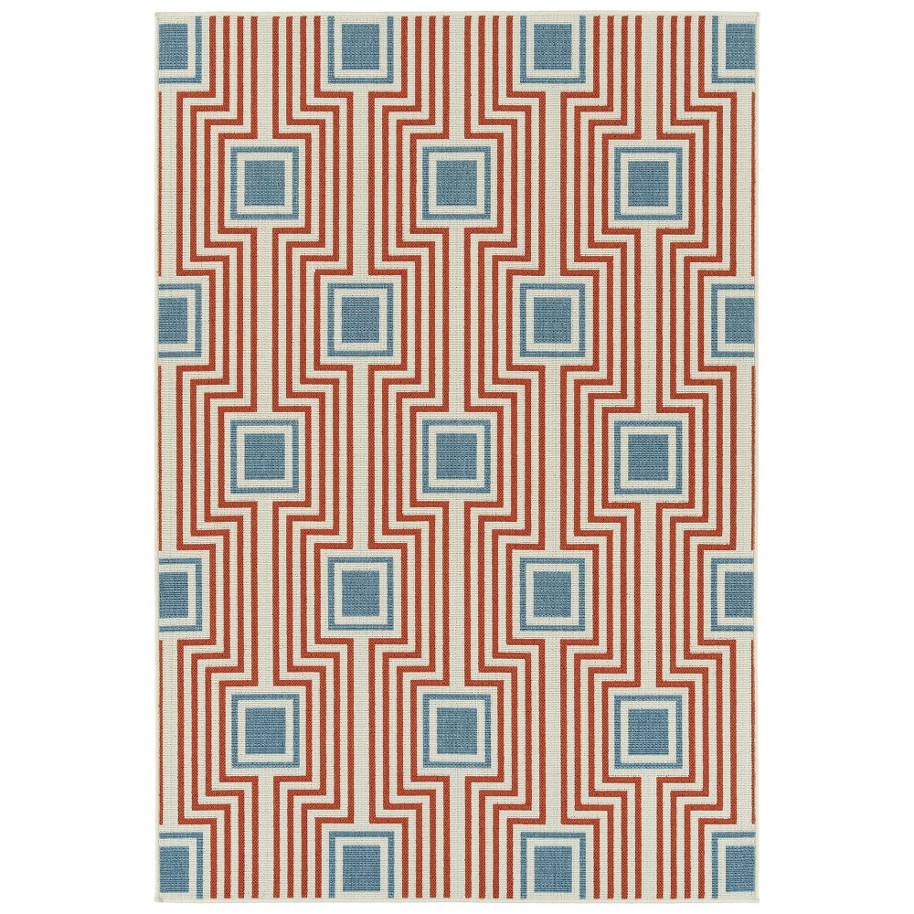 Kaleen Amalie Collection Tangerine LtBlue Area Rug 7'2" x 10'5"