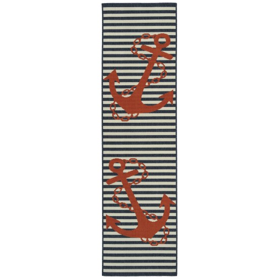Kaleen Amalie Collection AML14-22 Navy Runner 2'2" x 8'