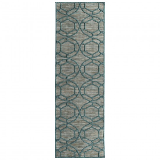 Kaleen Cove Collection COV05-91 Teal Runner 2' x 6'