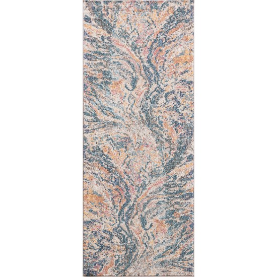 Kaleen Dasha Collection Multi Blue Area Rug 3'11" x 5'7"