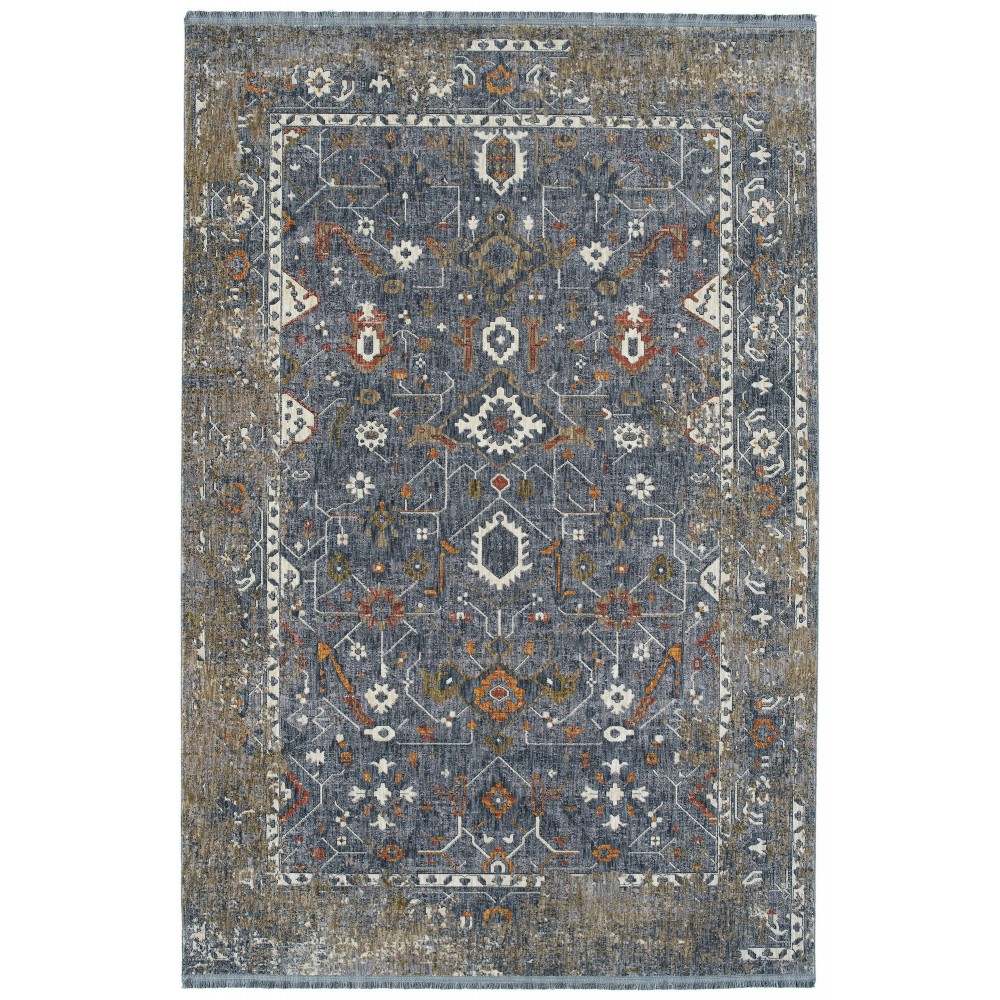 Kaleen Artundra Collection Dark Denim Throw Rug 1'10" x 2'6"