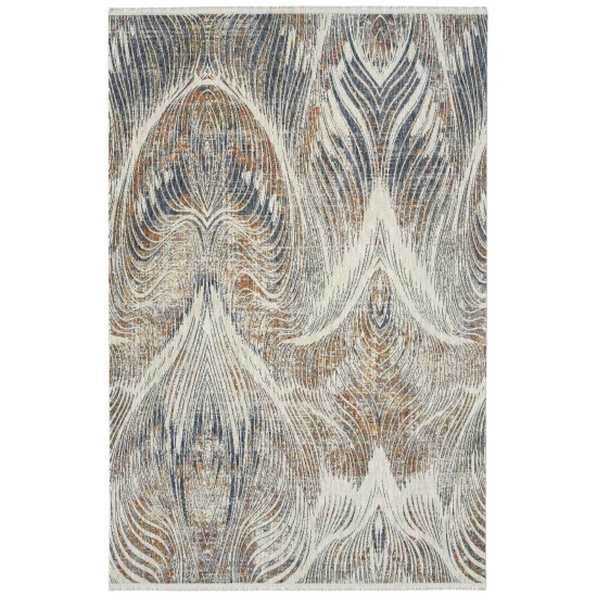 Kaleen Artundra Collection Ivory Denim Throw Rug 1'10" x 2'6"