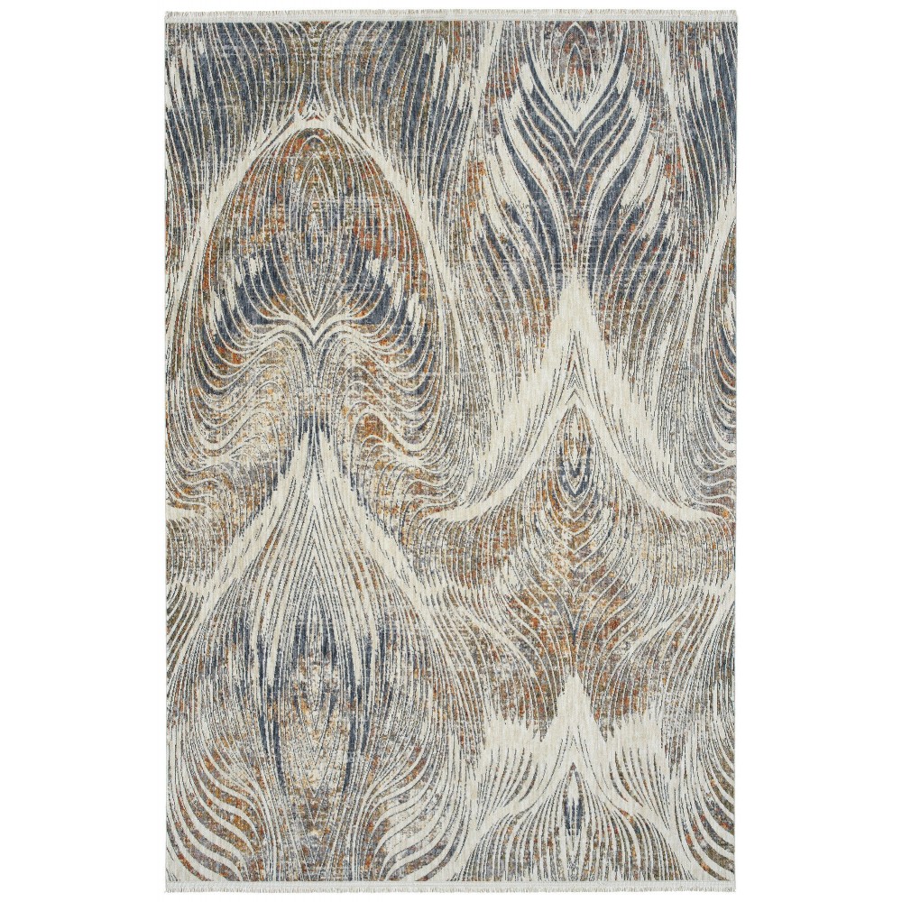 Kaleen Artundra Collection Ivory Denim Throw Rug 1'10" x 2'6"