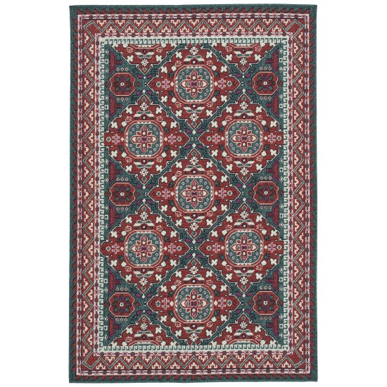 Kaleen Bitki Collection Red Teal Throw Rug 1'11" x 3'7"