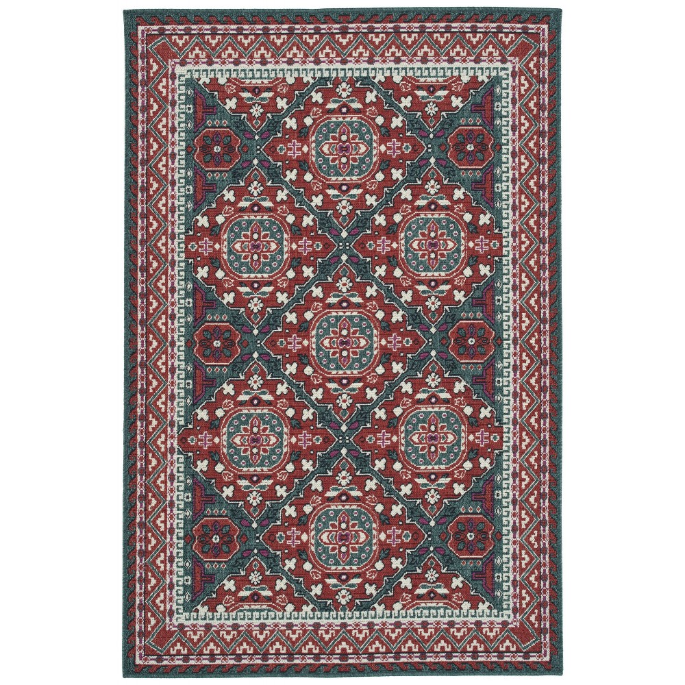 Kaleen Bitki Collection Red Teal Throw Rug 1'11" x 3'7"