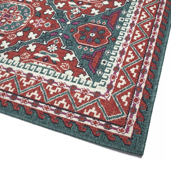 Kaleen Bitki Collection Red Teal Throw Rug 1'11" x 3'7"