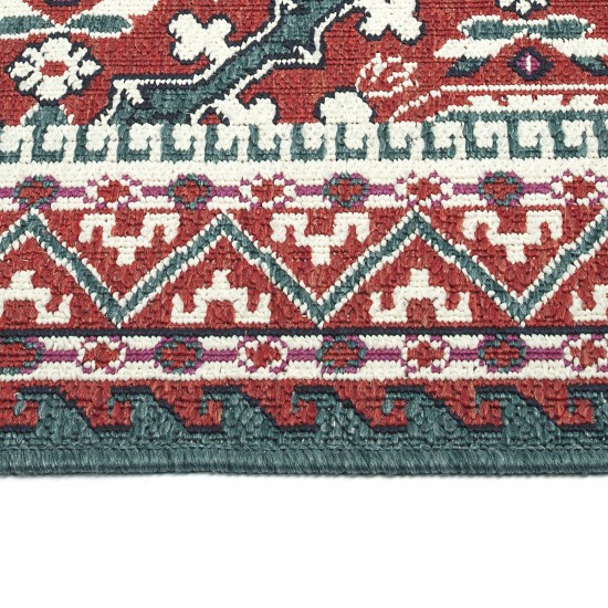 Kaleen Bitki Collection Red Teal Throw Rug 1'11" x 3'7"