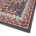 Kaleen Bitki Collection Red Teal Area Rug 3'11" x 5'7"