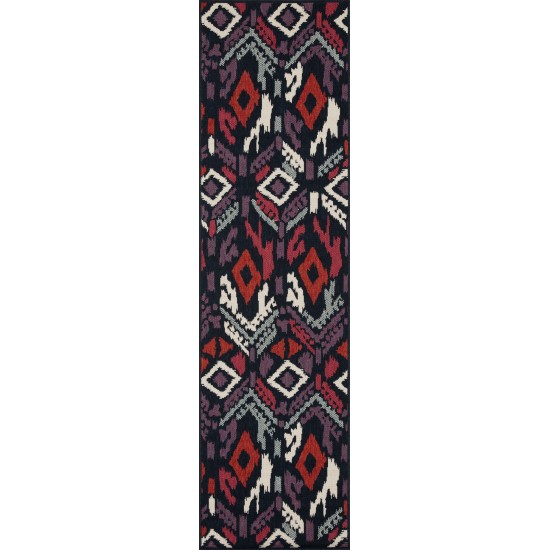 Kaleen Bitki Collection Ivory Purple Runner 2'2" x 7'10"
