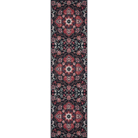 Kaleen Bitki Collection Navy Pink Runner 2'2" x 7'10"