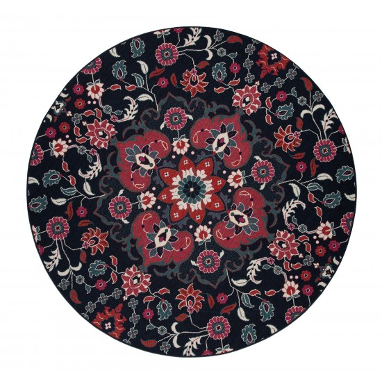 Kaleen Bitki Collection Navy Pink Area Rug 5'3" x 5'3"