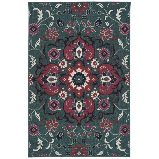 Kaleen Bitki Collection Dark Teal Throw Rug 1'11" x 3'7"