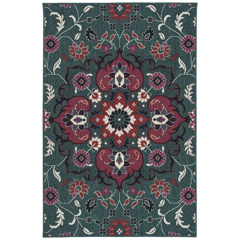 Kaleen Bitki Collection Dark Teal Throw Rug 1'11" x 3'7"