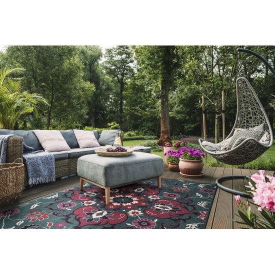 Kaleen Bitki Collection Dark Teal Runner 2'2" x 7'10"