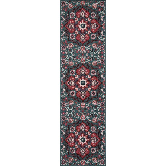 Kaleen Bitki Collection Dark Teal Runner 2'2" x 7'10"