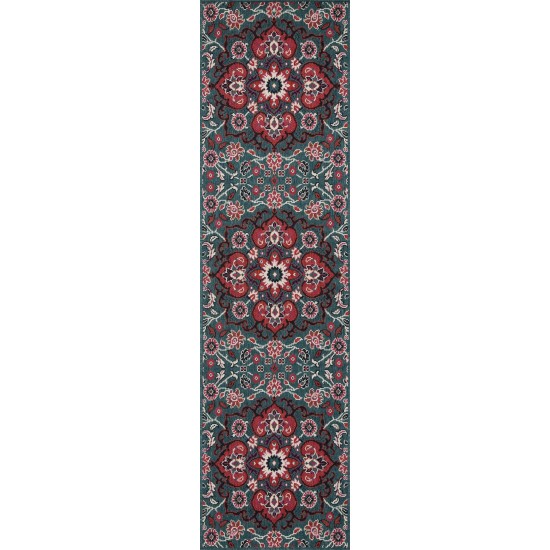 Kaleen Bitki Collection Dark Teal Area Rug 5'3" x 5'3"