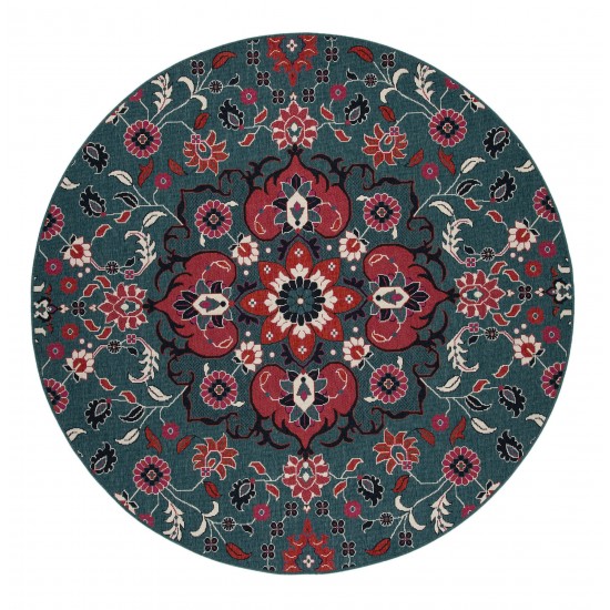 Kaleen Bitki Collection Dark Teal Area Rug 5'3" x 5'3"