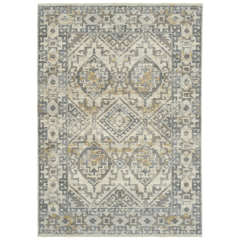 Kaleen Eddison Collection Ivory Gray Throw Rug 2' x 2'7"