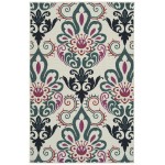 Kaleen Bitki Collection Ivory Teal Area Rug 5'3" x 5'3"