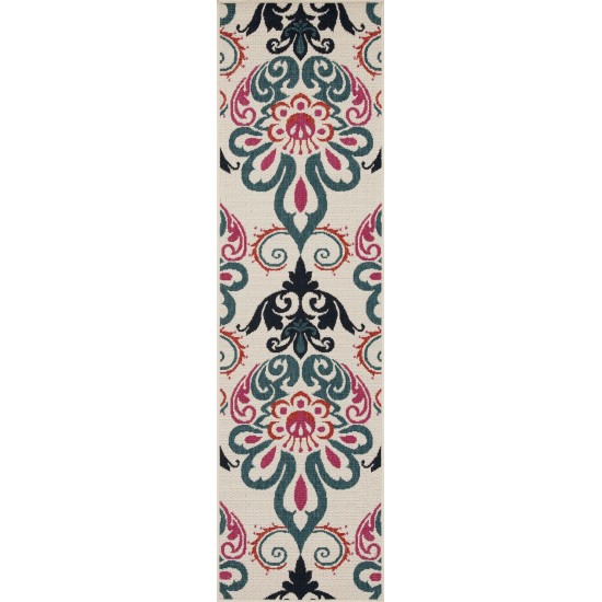 Kaleen Bitki Collection Ivory Teal Area Rug 5'3" x 5'3"