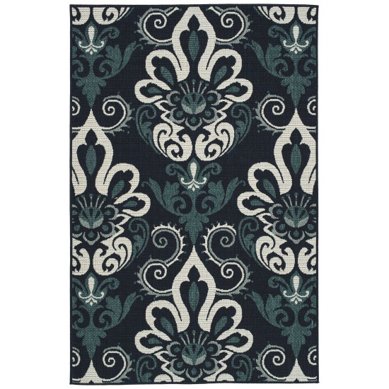 Kaleen Bitki Collection Navy Teal Throw Rug 1'11" x 3'7"