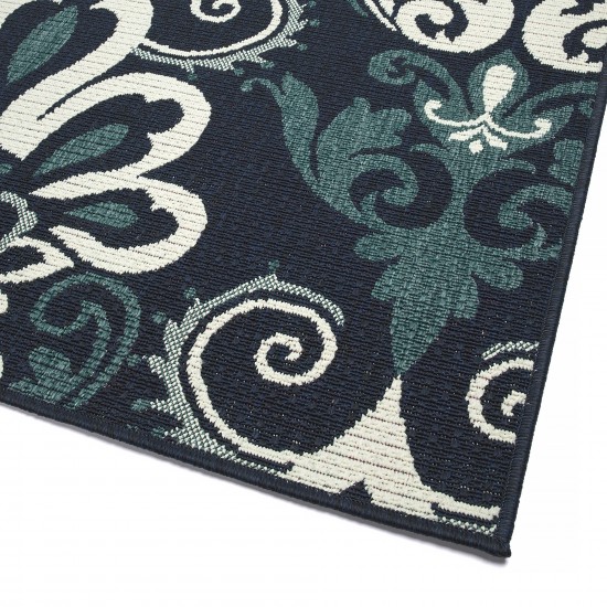 Kaleen Bitki Collection Navy Teal Throw Rug 1'11" x 3'7"