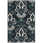 Kaleen Bitki Collection Navy Teal Area Rug 5'3" x 5'3"