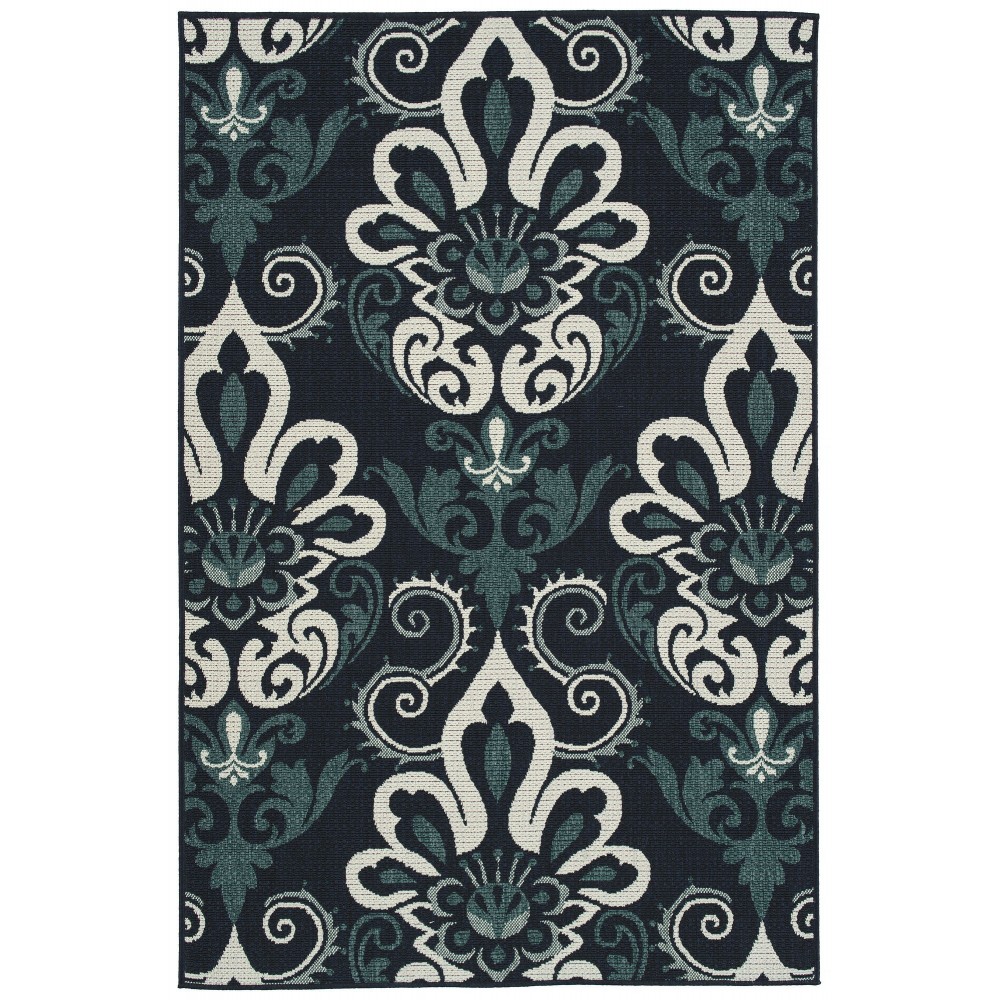 Kaleen Bitki Collection Navy Teal Area Rug 5'3" x 5'3"