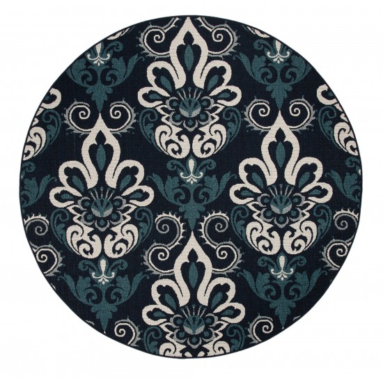 Kaleen Bitki Collection Navy Teal Area Rug 7'10" x 7'10"