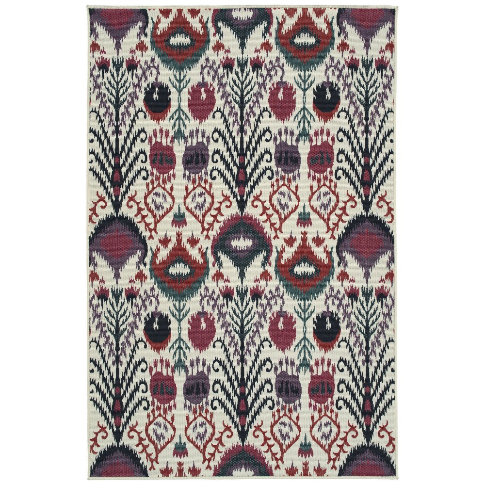 Kaleen Bitki Collection Ivory Red Throw Rug 1'11" x 3'7"