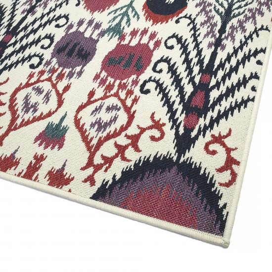 Kaleen Bitki Collection Ivory Red Throw Rug 1'11" x 3'7"