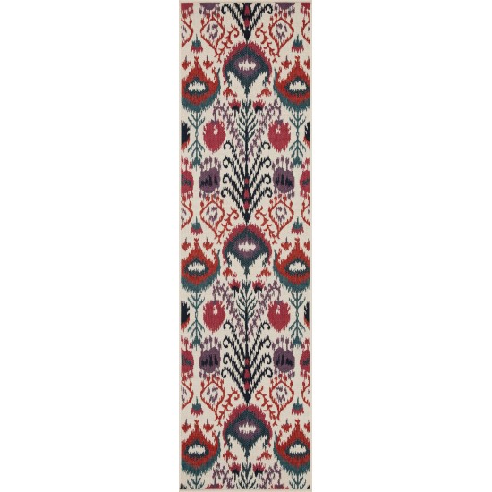 Kaleen Bitki Collection Ivory Red Runner 2'2" x 7'10"