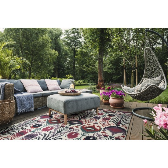Kaleen Bitki Collection Ivory Red Area Rug 7'10" x 7'10"