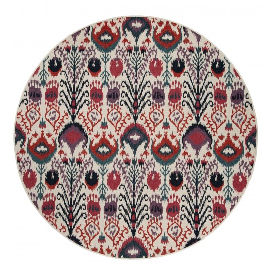 Kaleen Bitki Collection Ivory Red Area Rug 7'10" x 7'10"