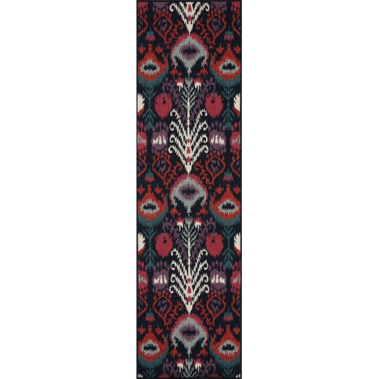 Kaleen Bitki Collection Navy Ivory Runner 2'2" x 7'10"