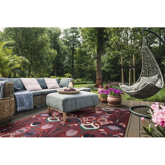 Kaleen Bitki Collection Red Navy Area Rug 5'3" x 5'3"