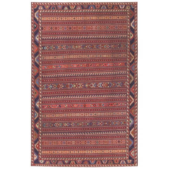 Kaleen Boho Patio Collection Red Navy Throw Rug 2' x 3'