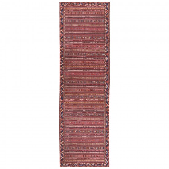 Kaleen Boho Patio Collection Red Navy Throw Rug 2' x 3'