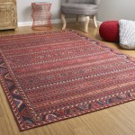 Kaleen Boho Patio Collection Red Navy Runner 2'3" x 7'6"