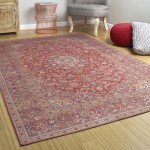 Kaleen Boho Patio Collection Bright Coral Area Rug 5' x 7'6"