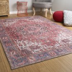 Kaleen Boho Patio Collection Red Coral Area Rug 5' x 7'6"