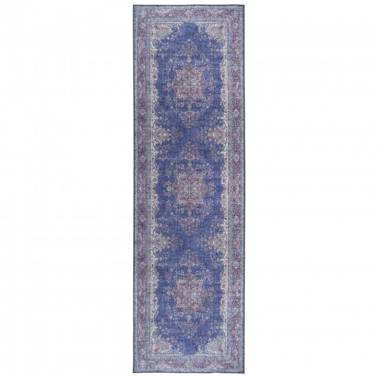 Kaleen Boho Patio Collection Blue Denim Runner 2'3" x 7'6"