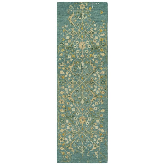 Kaleen Elijah Collection Dark Turquoise Runner 2'6" x 8'