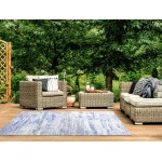 Kaleen Boho Patio Collection Blue White Throw Rug 2' x 3'