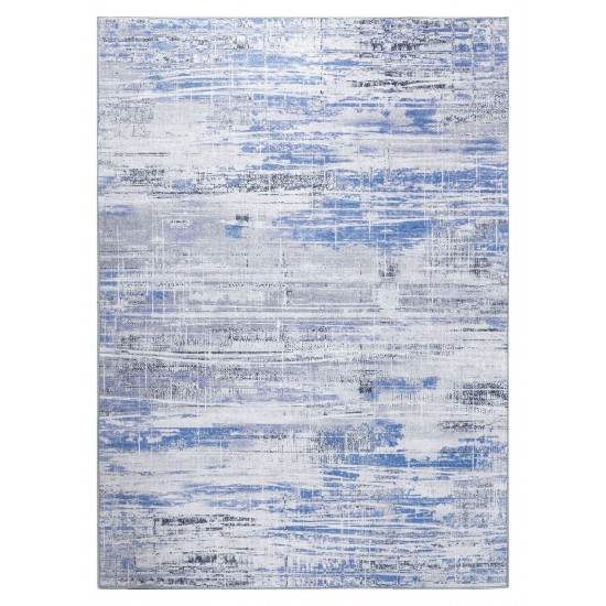 Kaleen Boho Patio Collection Blue White Runner 2'3" x 7'6"