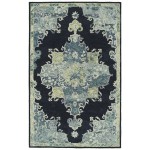 Kaleen Elijah Collection Navy Linen Runner 2'6" x 8'