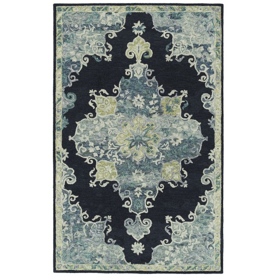 Kaleen Elijah Collection Navy Linen Area Rug 4' x 6'